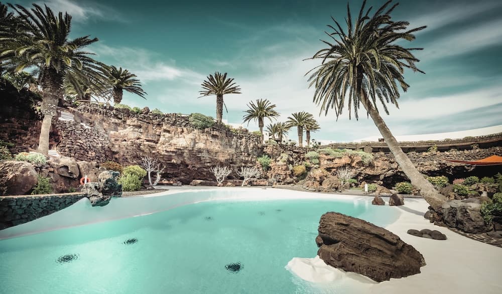 Crystal clear sea and natural pool in Lanzarote