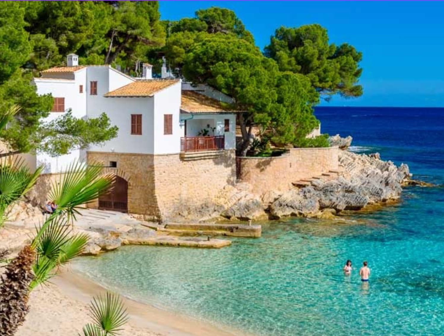 Yoga practice on a catamaran deck near Mallorca